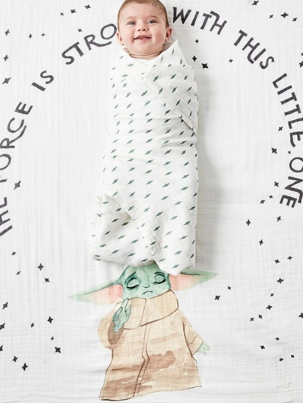 Pottery Barn Kids Baby Yoda Grogu Organic Cotton Swaddle - Star Wars 42"
